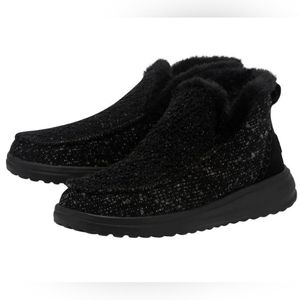 HEY DUDE-DENNY-SPARKLING BLACK Women's size 11